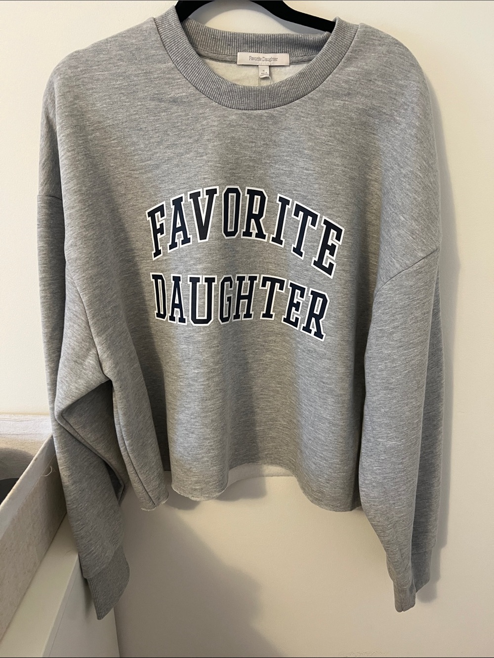Favorite Daughter Gray Crewneck Sweatshirt with Navy Lettering